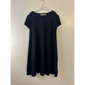 Susana Monaco Crew Black Cap Sleeve Comfort Chic Breathable T-Shirt Dress Large